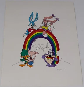 1989 Tiny Toons Adventures Publicity Print Autopen Signature Steven Spielberg - Picture 1 of 4