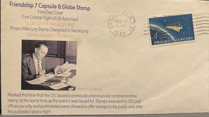 US Space FDC 1962 BROOKLYN, NY Project Mercury First Day Cover Chickering Cachet - Picture 1 of 5
