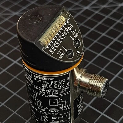 IFM Efector PB5222 Pressure Sensor 18-30 VDC 1/4 NPT  air PNEUMATIC switch  - Image 1 of 4