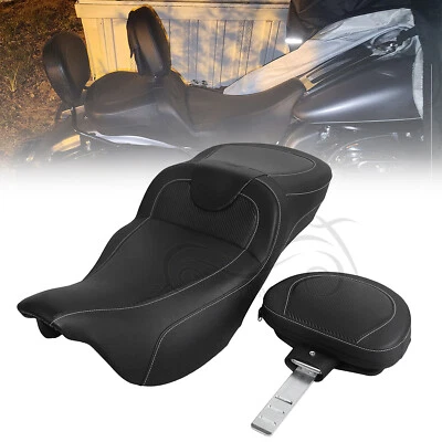 Roadsofa Two-Up Seat w/ Backrest For Harley Touring Electra Glide Road King FLHR Foto 1 de 4