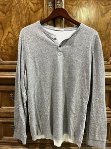 Marine Layer Double Knit Henley T-Shirt Mens Medium Heather Gray Long Sleeve - Picture 1 of 9