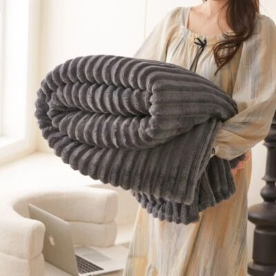 Fluffy Faux Rabbit Fur Throw Blanket Thick Warm Sofa Luxury Soft Office Bedding - image 1 of 4