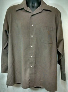 Men's 16-1/2 Long Sleeve Button Down Brown Dress Shirt 32/33 Geoffrey Beene - Picture 1 of 6