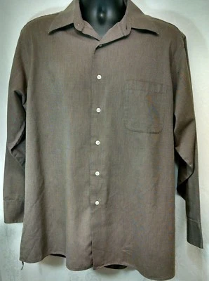 Camisa de vestir marrón abotonada manga larga 16-1/2 para hombre 32/33 Geoffrey Beene Foto 1 de 4