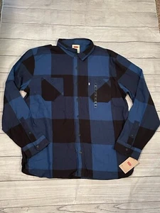 Camisa de franela a cuadros de doble bolsillo Levi's azul a cuadros XXL 2XL algodón búfalo - Imagen 1 de 5