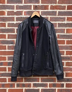 All Saints Mens ELTON Wool Leather Jacket XL Bomber Biker Moto AllSaints B261 - Picture 1 of 9
