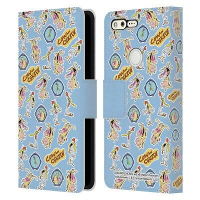 OFFICIAL COW AND CHICKEN GRAPHICS LEATHER BOOK WALLET CASE FOR GOOGLE PHONES - Image 1 of 4