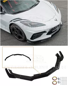 For 20-Up Corvette C8 | Z06 Z07 Package CARBON FLASH Front Lip Splitter Canards - Picture 1 of 17