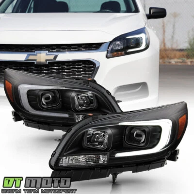 Juego de faros proyectores halógenos tubo LED negro Chevy Malibu 2013-2015 Foto 1 de 4