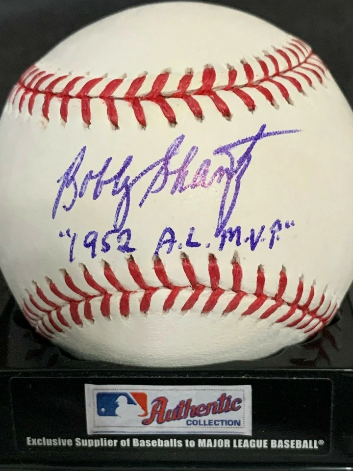 BOBBY SHANTZ KANSAS CITY ATHLETICS  1952 AL MVP  SIGNED OML BASEBALL - Image 1 of 1