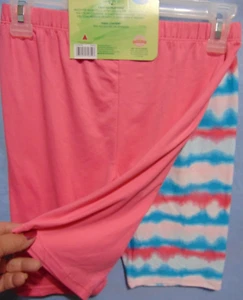 Girl's 2 Pack Biker Shorts Size 14 Pink & Turquoise Tie Dye and Solid Pink NWT - Picture 1 of 8