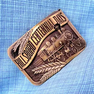 Hillsboro ND 100 Year Belt Buckle 1981 Centennial Days Vtg Solid Bronze .QRT927 - Picture 1 of 9