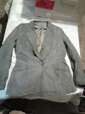 Blazer Vintage Vera Pelle Gris Gamuza Unisex 48/6 (cb41) Foto 1 de 4