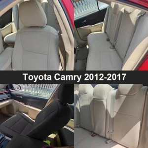FOR 2012-2023 TOYOTA CAMRY MOTOPTES CUSTOM CAR SEAT COVERS WATERPROOF LEATHER - Picture 1 of 33
