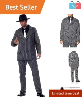 Elegante Disfraz de Gángster para Hombre - Conjunto de Rayas Blanco y Negro, Talla Mediana Foto 1 de 4