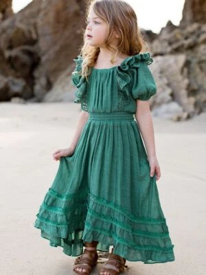 Niñas Encaje Manga Larga Rosa Blanco Vestido Princesa Fiesta Vestidos Disfraces 3-12 años Foto 1 de 4