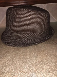 CAPPELLO UOMO D&Y FASCIA PIUMA TRILBY FEDORA FILO METALLIZZATO RIGHE MARRONI OSFM Unisex - Foto 1 di 11