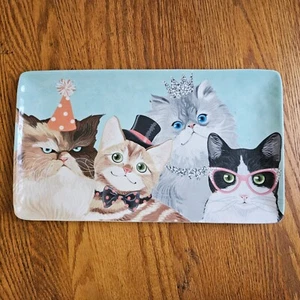 Bandeja para servir Pier 1 Importaciones Fiesta Gato Piedra de Hierro 14 x 8" Rectangular - Imagen 1 de 8