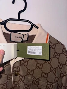 GUCCI POLOSHIRT AUS BAUMWOLLE UND SEIDE mit GG in GR. S ***NEU*** - Bild 1 von 4