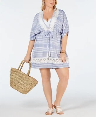 Traje de baño para mujer Dotti 259375 talla grande crochet borla-corbata encubrimiento talla 1X Foto 1 de 2