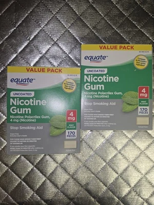 Equate Nicotine Gum 4mg  UnCoated MINT FLAVOR Count 170 Pieces CT 10/2026 Lot 2 - Image 1 of 3
