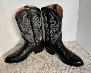 STIVALI DAN POST Milwaukee neri WESTERN COWBOY in pelle ~ stile 2110R taglia ~ 10D - Foto 1 di 15