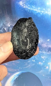 Große Tektit Meteorit Träne Lieferung im Karton mit Informationen 55x40x25mm - Bild 1 von 7