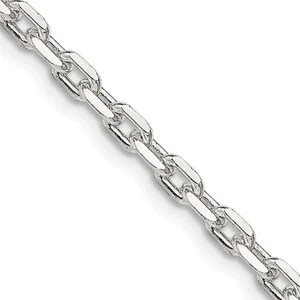 Collar de cadena de cable ovalado biselado de plata de ley de 3,25 mm 30" 16,61 gm - Imagen 1 de 4
