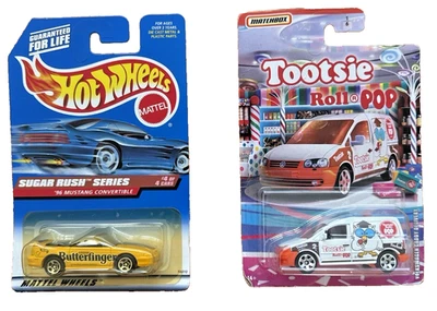 Hot Wheels Butterfinger Mustang + Matchbox Tootsie Roll VW Caddy Both New Sealed - Image 1 of 4