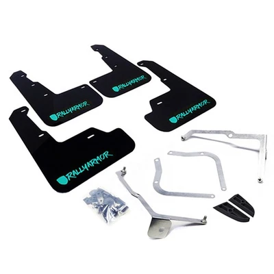Rally Armor UR Black Mud Flaps Teal Logo for 15-21 Subaru WRX STI Sedan Only Foto 1 de 4