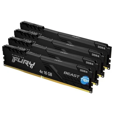 Kingston Fury Beast 4 X 16gb Ddr4 (Kit From 64gb) 3000mhz Cl15 Modu Refurbished - Image 1 of 4