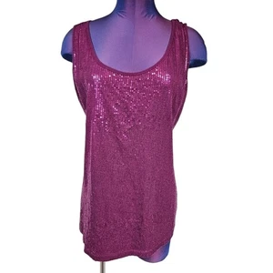Camicetta canotta senza maniche Lane Bryant fucsia paillettes racerback taglia 14/16 O70 - Foto 1 di 6