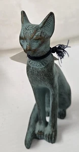 "Estatua de diosa gato bastet egipcio de colección 2000 descubrimientos 5,75"" oro verde Egipto" - Imagen 1 de 14
