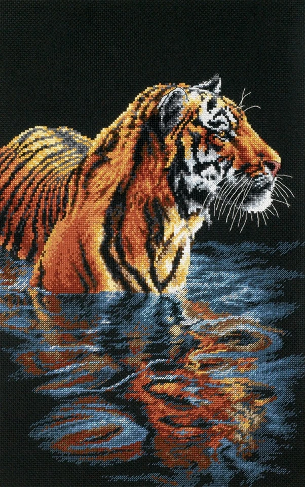 Dimensions Counted Cross Stitch Kit 9"X14"-Tiger Chilling Out (18 Count) - 35222 - Image 1 of 1