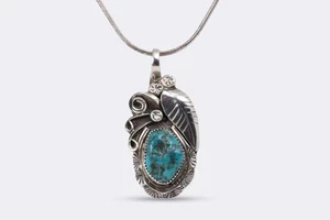20" Charlene & Robert Little 925 Silver Turquoise Navajo Necklace (16.77g.) - Picture 1 of 6