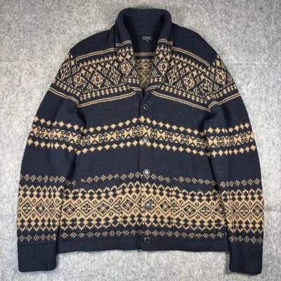 Cárdigan suéter J Crew mezcla de lana Fair Isle para hombre XL cuello chal nórdico AT914 Foto 1 de 4