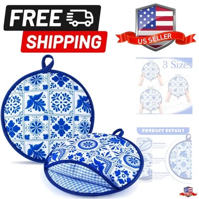 Bolsa calentadora de tortillas de 2 piezas de 10 pulgadas, microondas azul con patrón de talavera mexicana... Foto 1 de 4