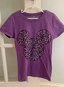 Disney Girls Size L Large 10/12 Mickey Mouse T-Shirt Leopard Animal Kingdom Tee - Picture 1 of 8