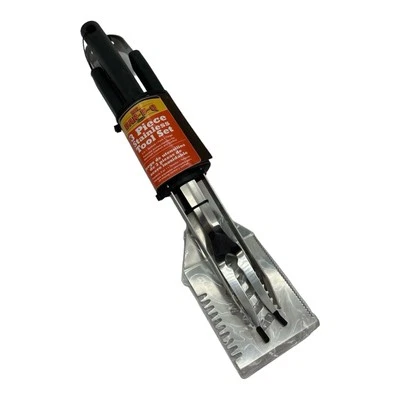 Juego de herramientas de parrilla de acero inoxidable de 3 piezas Mr. Bar-B-Q - Espátula, tenedor, pinzas Foto 1 de 4