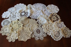 Lot of 24 Vtg Handmade Crochet Doilies Whites Neutrals Small Craft Repurpose - Picture 1 of 6