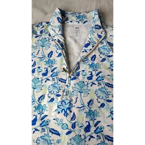 Cabana Life Sport Top da golf senza maniche con stampa floreale, bianco blu, donna - Foto 1 di 7