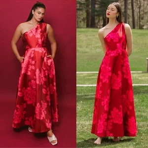 NUEVO SIN ETIQUETAS HUTCH CASSANDRA Vestido Floral Un Hombro Rojo Midi Talla 10 - Imagen 1 de 11