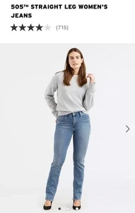 Levi’s 505 Damengröße 18 gerades Bein Jeans blau Denim neu mit Etikett klassische Passform 34 x 32 - Bild 1 von 7