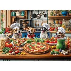 Funny Dog Pizza Jigsaw Puzzle - 1000 Piece Challenge for Animal Lovers - Picture 1 of 7