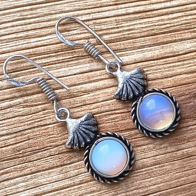 Lovely Opalite Gemstone Dangle Drop Earring 925 Sterling Silver Plated Jewellery - image 1 of 4