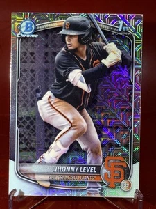 2025 Bowman Jhonny Level #BCP-147 Chrome Prospects Mojo Rifrattore Giganti - Foto 1 di 2