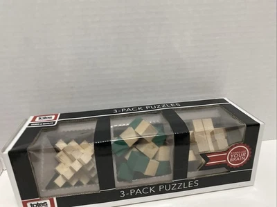 Totes 3 pack Wooden Puzzles Stimulate your Brain! New in box.  14 Years And Up.  - Image 1 of 4