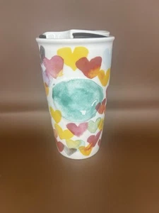 2015 STARBUCKS COFFEE WATERCOLOR HEARTS DOUBLE WALLED TUMBLER MUG - Picture 1 of 9