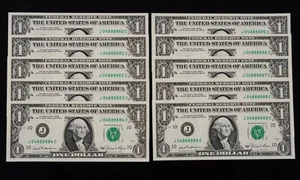 SET OF 10 CONSEC: $1 1981 NEAR SOLID 8s Six in a Row All Gem - Picture 1 of 1