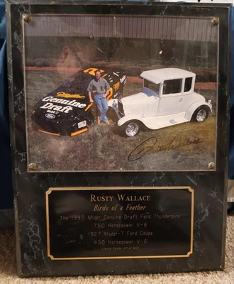 12 X 15 Rusty Wallace Autographed Photo w/Model T Coupe & Thunderbird Plaque #7 - Image 1 of 4